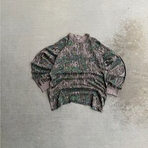 Vintage Mossy Oak Green Leaf Camouflage LS Shirt Men's L Pocket T-Shirt 80s NWOT